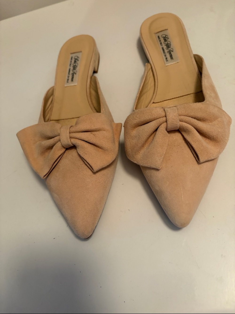 Saks Fifth Avenue Pointed Bow Mule - Beige